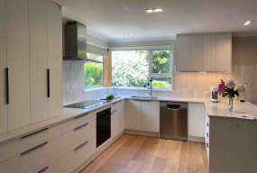 bright white kitchen renovation modern design dream doors wellington nz