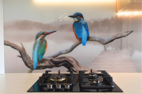 custom kingfisher splashback and stove