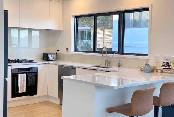 modern white kitchen renovation dream doors wellington nz