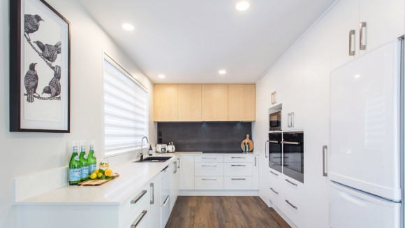 minimalist kitchen renovation christchurch white cabinets light wood finish