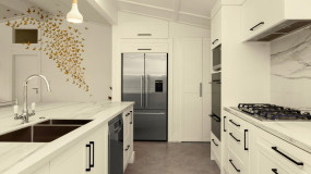 luxury kitchen renovation christchurch white cabinets marble countertops butterfly wall decor